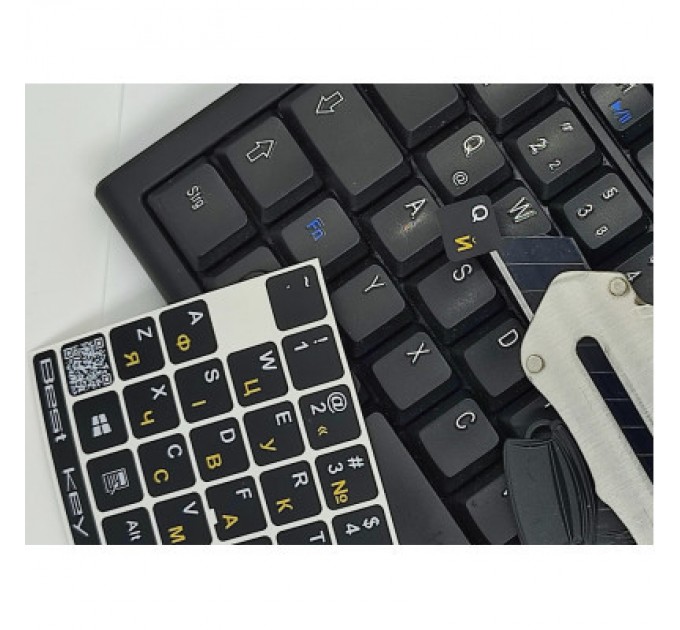 BestKey Наклейка на клавіатуру BestKey непрозора чорна, 76, жовтий (BKU13YEL/012)