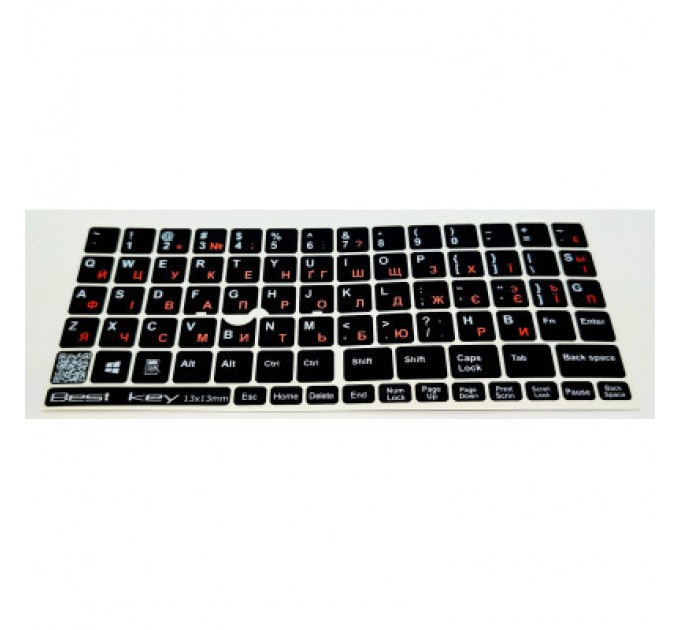 BestKey Наклейка на клавіатуру BestKey непрозора чорна, 76, помаранчевий (BKU13ORA/014)