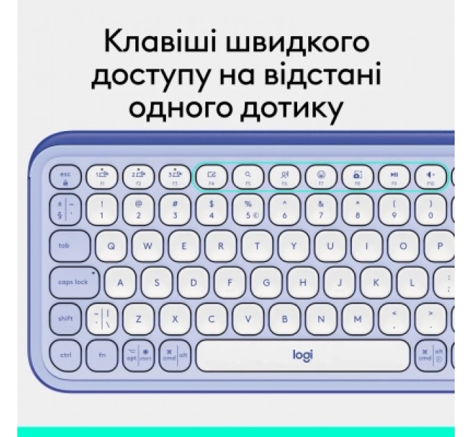 Logitech Клавіатура Logitech POP Icon Keys Bluetooth UA Lilac (920-013074)