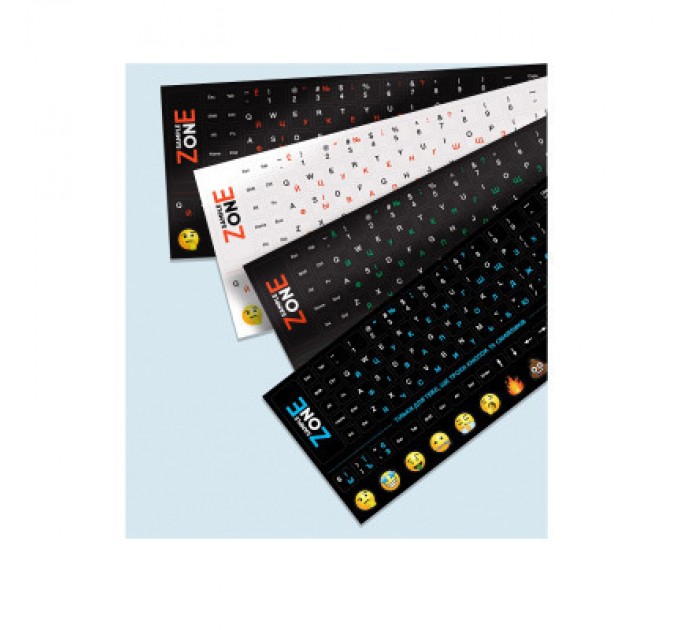 SampleZone Наклейка на клавіатуру SampleZone непрозора чорна, біло-синя (SZ-BK-BS)