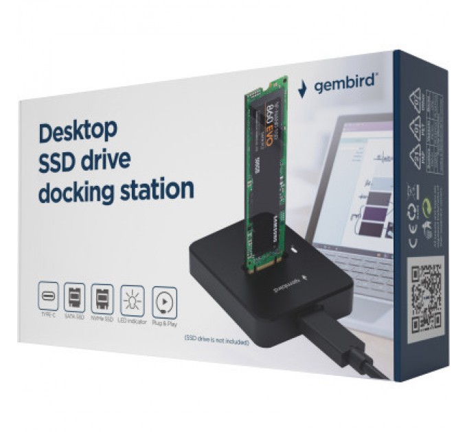 Gembird Док-станція для накопичувачів Gembird USB Type-C M.2 SATA NVME SSD (DD-U3M2)