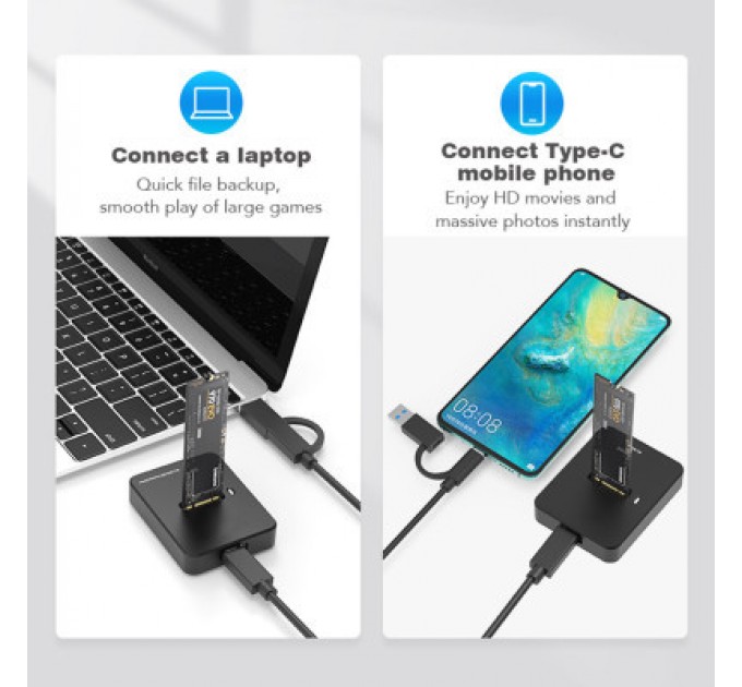 Gembird Док-станція для накопичувачів Gembird USB Type-C M.2 SATA NVME SSD (DD-U3M2)