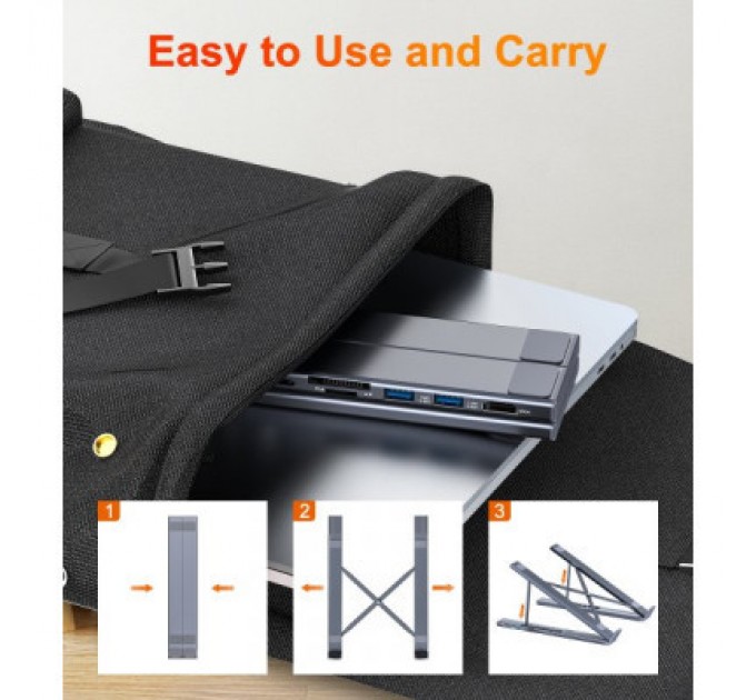 Choetech Порт-реплікатор Choetech USB-C 7-in-1 (HDMI/PD/картридер/USB-A/USB-C) Docking Station (HUB-M48-GY)