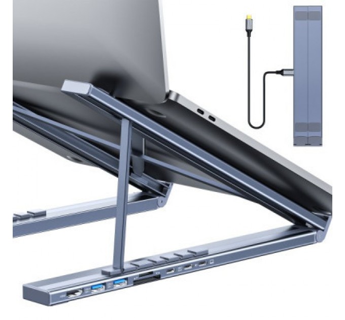 Choetech Порт-реплікатор Choetech USB-C 7-in-1 (HDMI/PD/картридер/USB-A/USB-C) Docking Station (HUB-M48-GY)