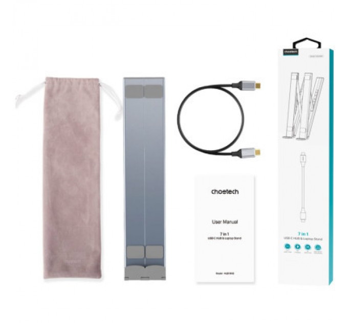 Choetech Порт-реплікатор Choetech USB-C 7-in-1 (HDMI/PD/картридер/USB-A/USB-C) Docking Station (HUB-M48-GY)