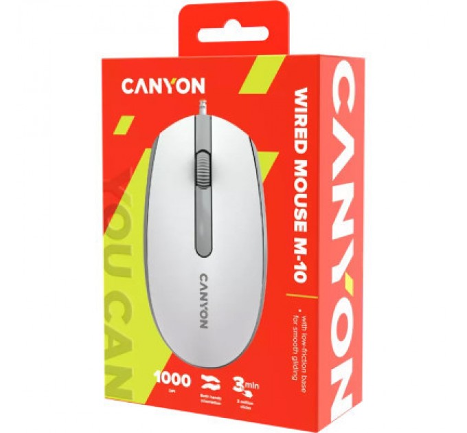 Canyon Мишка Canyon M-10 USB White Grey (CNE-CMS10WG)