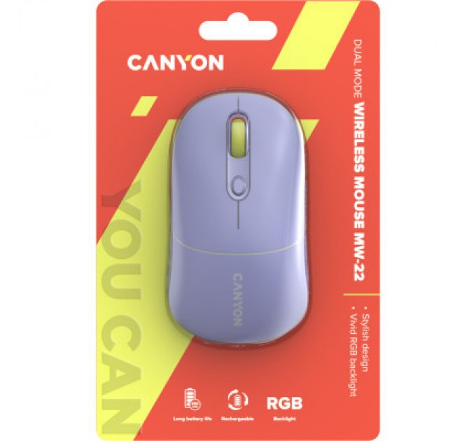 Canyon Мишка Canyon MW-22 Dual Band RGB Wireless Mountain Lavender (CNS-CMSW22ML)