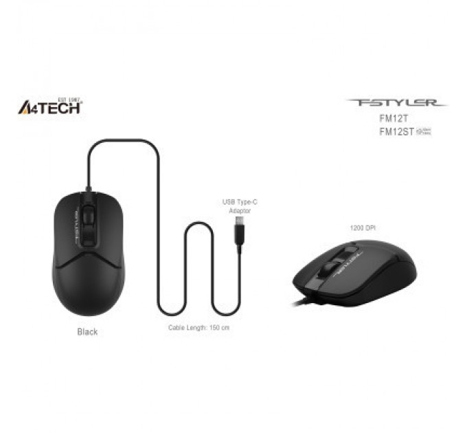 A4Tech Мишка A4Tech FM12ST USB Black (4711421990271)