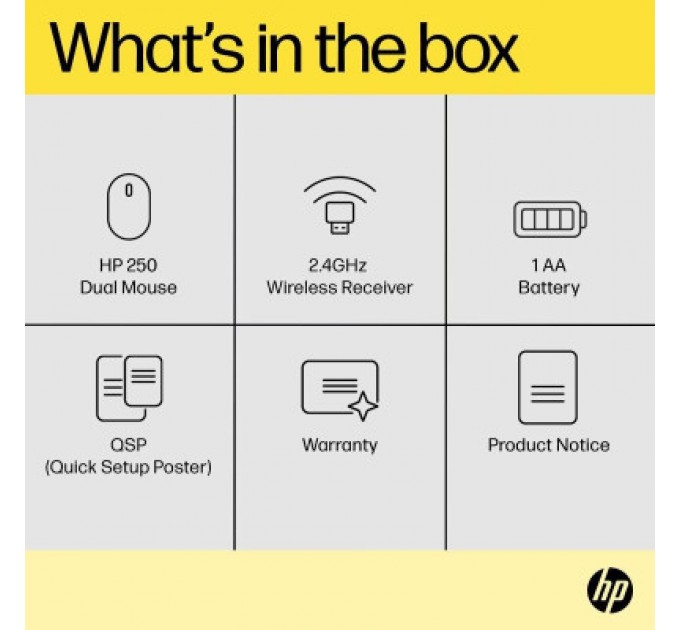 HP Мишка HP 250 Dual Wireless/Bluetooth Black (6V2J7AA)