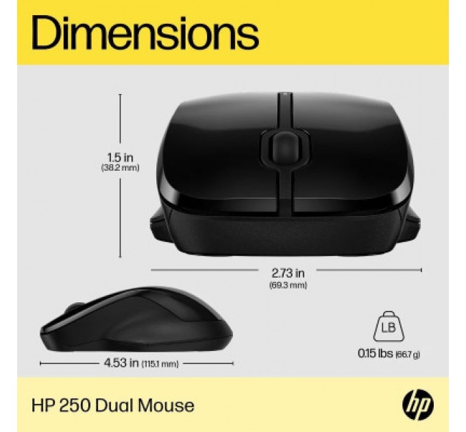HP Мишка HP 250 Dual Wireless/Bluetooth Black (6V2J7AA)
