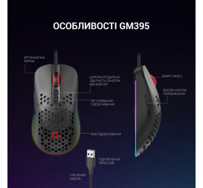 GamePro Мишка GamePro GM395 RGB USB Black (GM395)