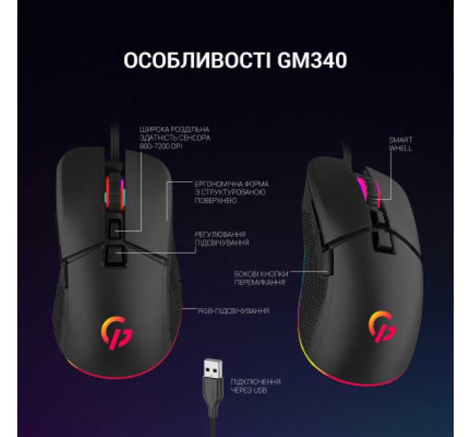 GamePro Мишка GamePro GM340 USB Black (GM340)