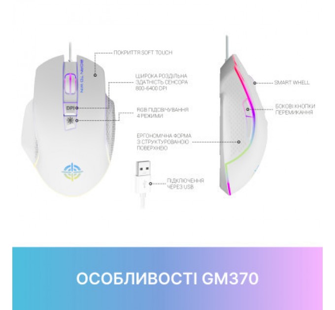 GamePro Мишка GamePro GM370 USB White (GM370)