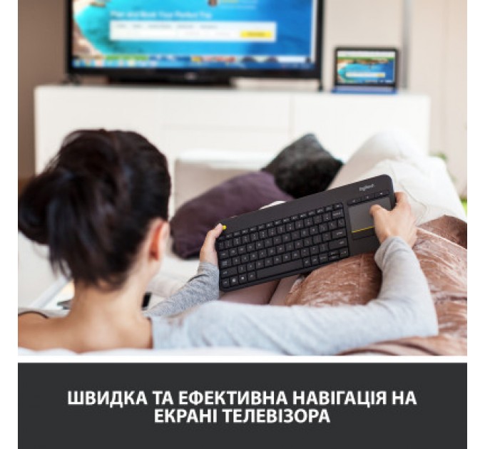 Logitech Клавіатура Logitech K400 Plus Touch Wireless UA Black (920-007145)