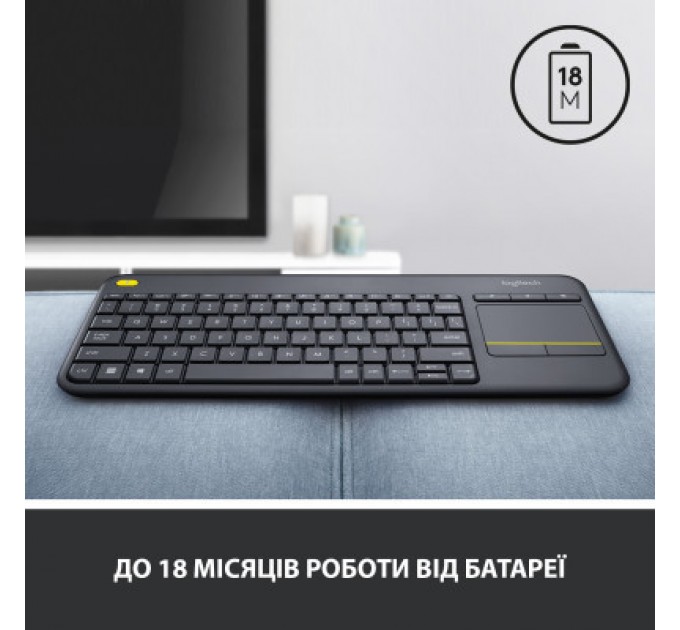 Logitech Клавіатура Logitech K400 Plus Touch Wireless UA Black (920-007145)