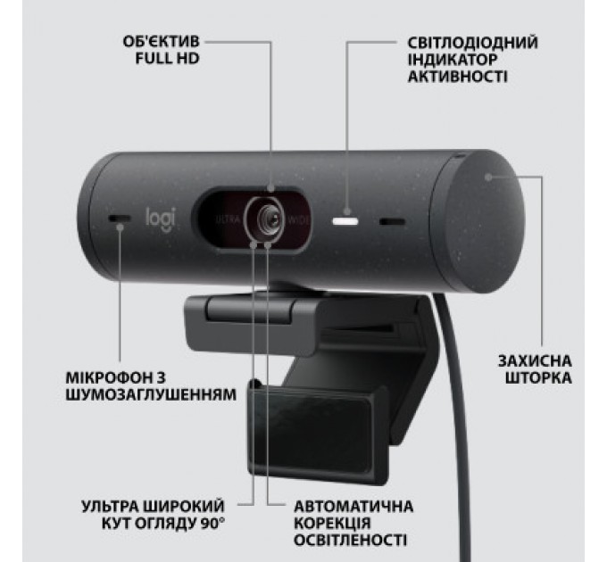 Logitech Веб-камера Logitech Brio 505 for Business Graphite (960-001459)