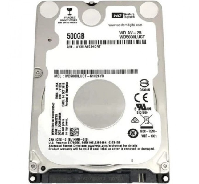 WD Жорсткий диск для ноутбука 2.5" 500GB WD (# WD5000LUCT #)