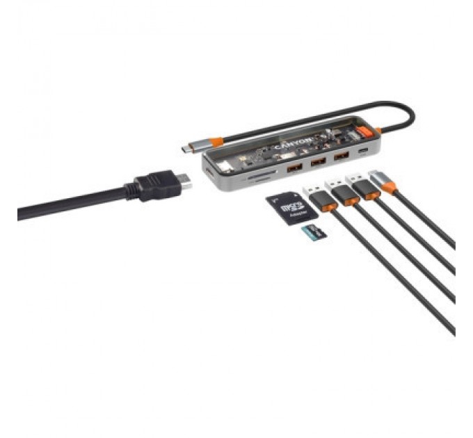 Canyon Порт-реплікатор Canyon Docking Station DS-13 4k 7-in-1 USB-C (CNS-TDS13)
