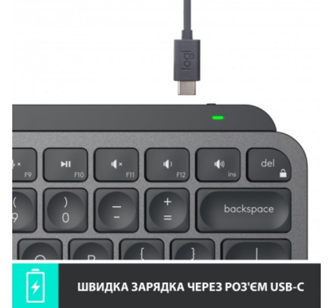 Logitech Клавіатура Logitech MX Keys Mini Wireless Illuminated UA Graphite (920-010498)