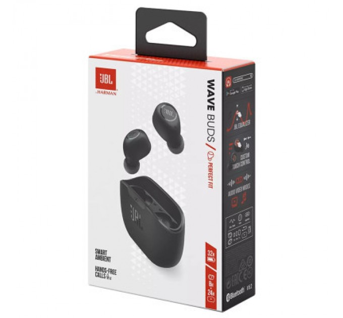 JBL Навушники JBL Wave Buds TWS Black (JBLWBUDSBLK)