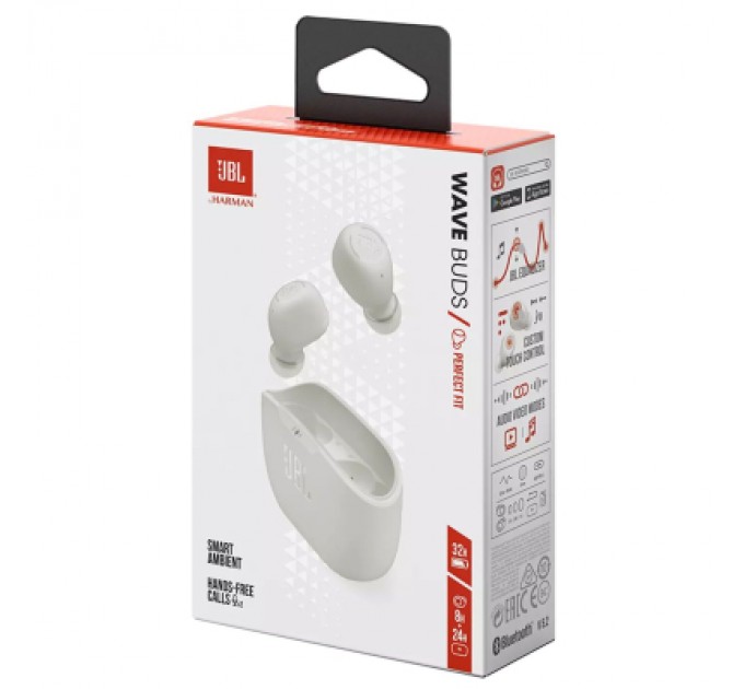 JBL Навушники JBL Wave Buds TWS White (JBLWBUDSWHT)