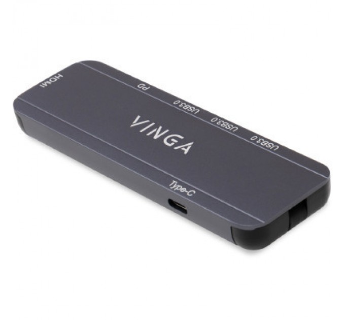 Vinga Концентратор Vinga USB-C 3.1 to HDMI+3xUSB3.0+PD100W+USB-C foldable cable (VHYC6FC)