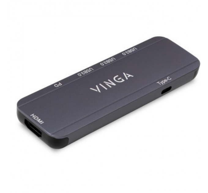 Vinga Концентратор Vinga USB-C 3.1 to HDMI+3xUSB3.0+PD100W+USB-C foldable cable (VHYC6FC)