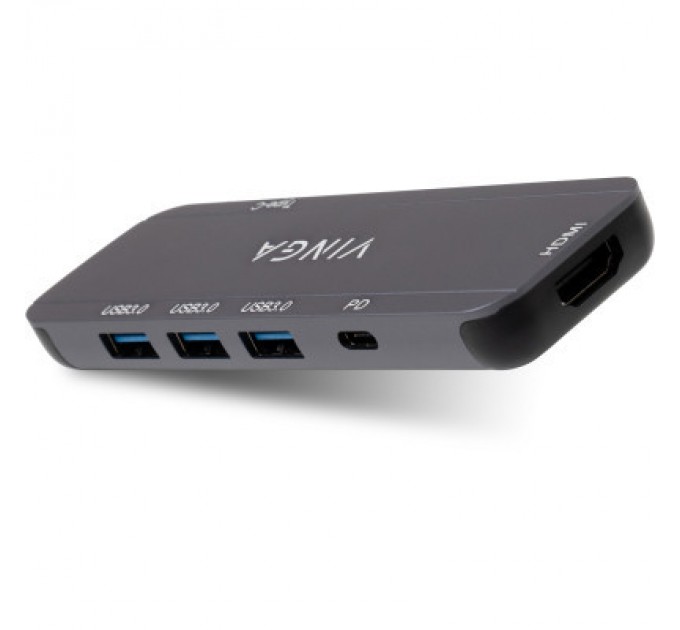 Vinga Концентратор Vinga USB-C 3.1 to HDMI+3xUSB3.0+PD100W+USB-C foldable cable (VHYC6FC)