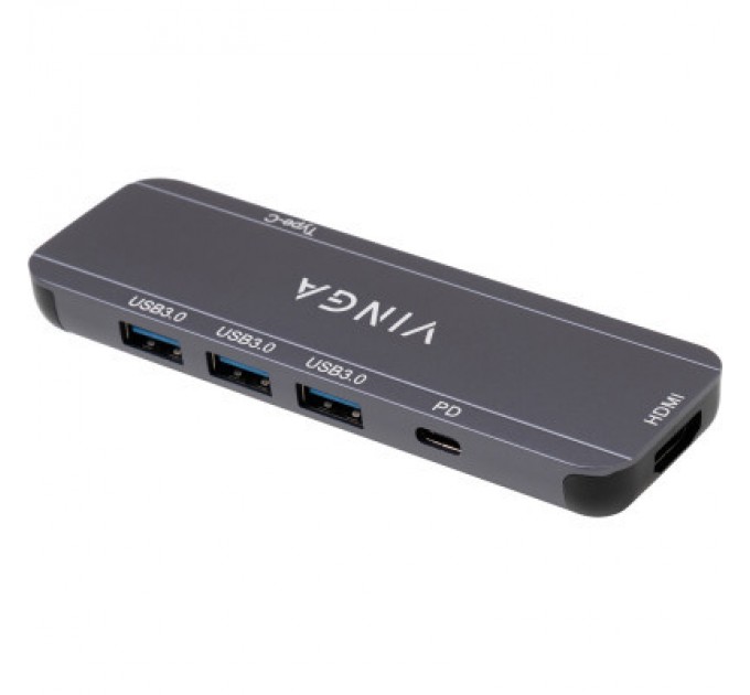 Vinga Концентратор Vinga USB-C 3.1 to HDMI+3xUSB3.0+PD100W+USB-C foldable cable (VHYC6FC)