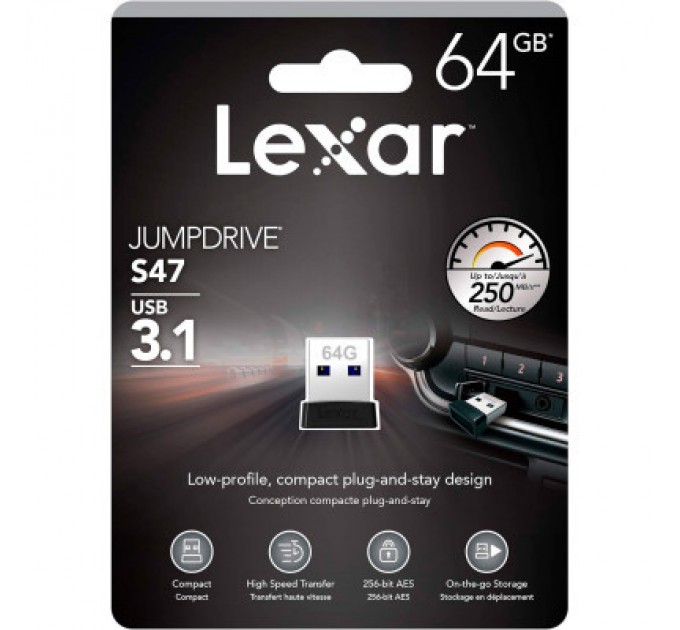 Lexar USB флеш накопичувач Lexar 64GB S47 USB 3.1 (LJDS47-64GABBK)