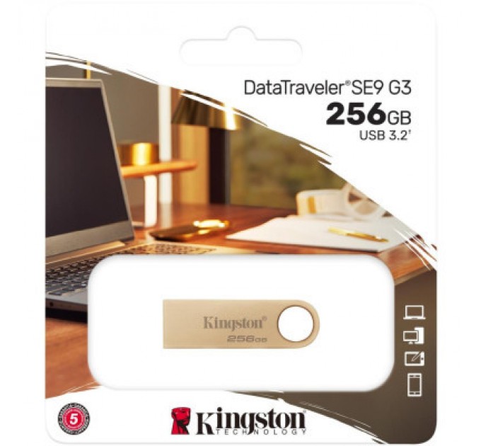 Kingston USB флеш накопичувач Kingston 256GB DataTraveler SE9 G3 Gold USB 3.2 (DTSE9G3/256GB)