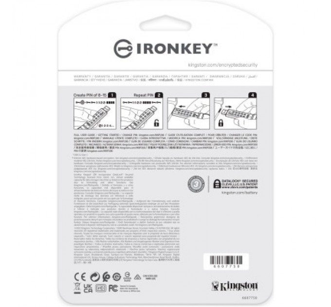 Kingston USB флеш накопичувач Kingston 16GB IronKey Keypad 200 Blue USB 3.2 (IKKP200/16GB)