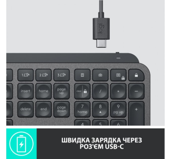 Logitech Клавіатура Logitech MX Keys Advanced for Business Wireless Illuminated UA Graphite (920-010251)