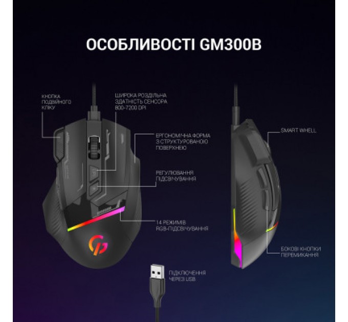 GamePro Мишка GamePro GM300B USB Black (GM300B)