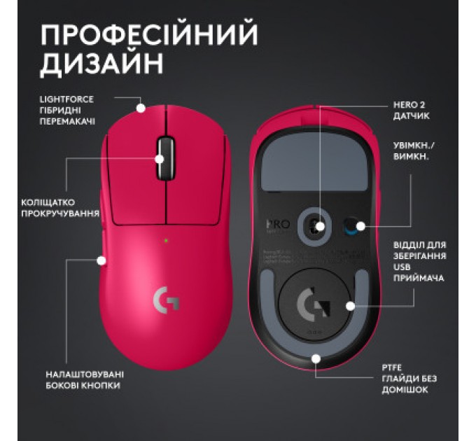 Logitech Мишка Logitech G Pro X Superlight 2 Lightspeed Wireless Magenta (910-006797)