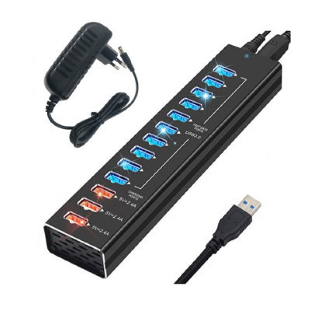 Dynamode Концентратор Dynamode 13 ports USB3.0 to10*USB3.0+3*2.4А, Power Adapter 3A/12V (DM-UH-P1013)