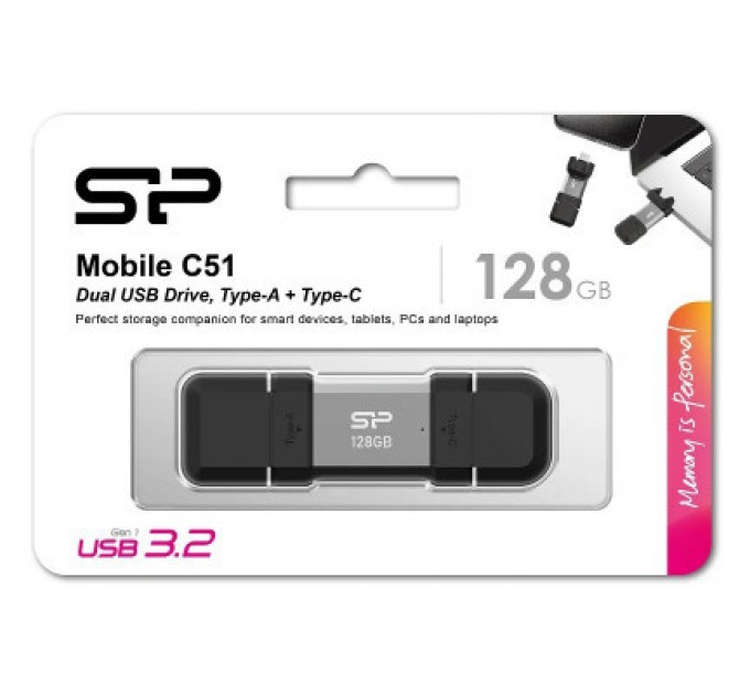 Silicon Power USB флеш накопичувач Silicon Power USB 128G SILICON POWER usb3.2+TypeC Mobile C51 (SP128GBUC3C51V1S)