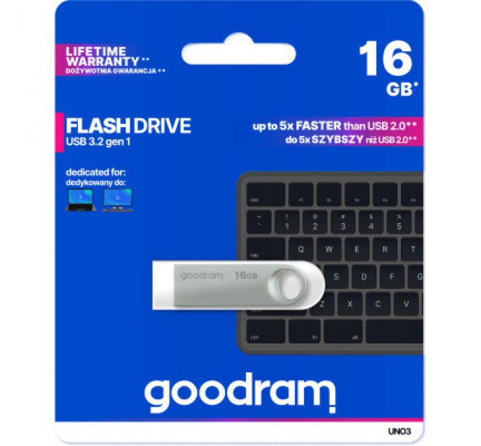 Goodram USB флеш накопичувач Goodram 16GB UNO3 Steel USB 3.2 (UNO3-0160S0R11)