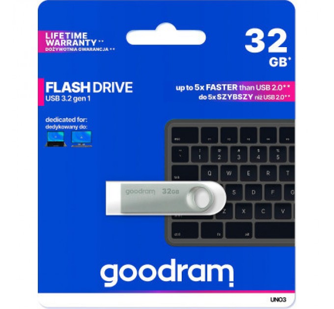 Goodram USB флеш накопичувач Goodram 32GB UNO3 Steel USB 3.2 (UNO3-0320S0R11)