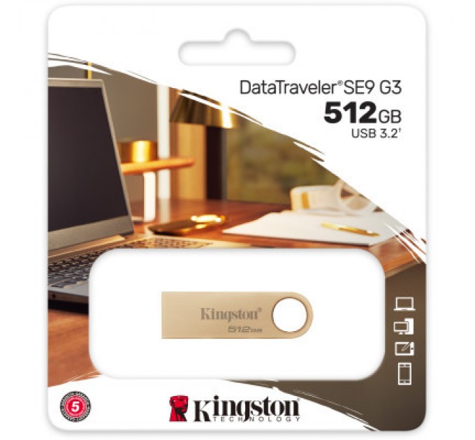 Kingston USB флеш накопичувач Kingston 512GB DataTraveler SE9 G3 Gold USB 3.2 (DTSE9G3/512GB)