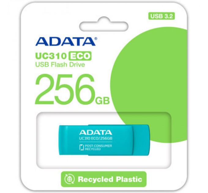 ADATA USB флеш накопичувач ADATA 256GB UC310 Eco Green USB 3.2 (UC310E-256G-RGN)