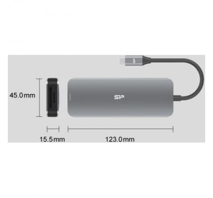 Silicon Power Концентратор Silicon Power USB-C 8-in-1 SR30 Silver Aluminum (SPU3C08DOCSR300G)