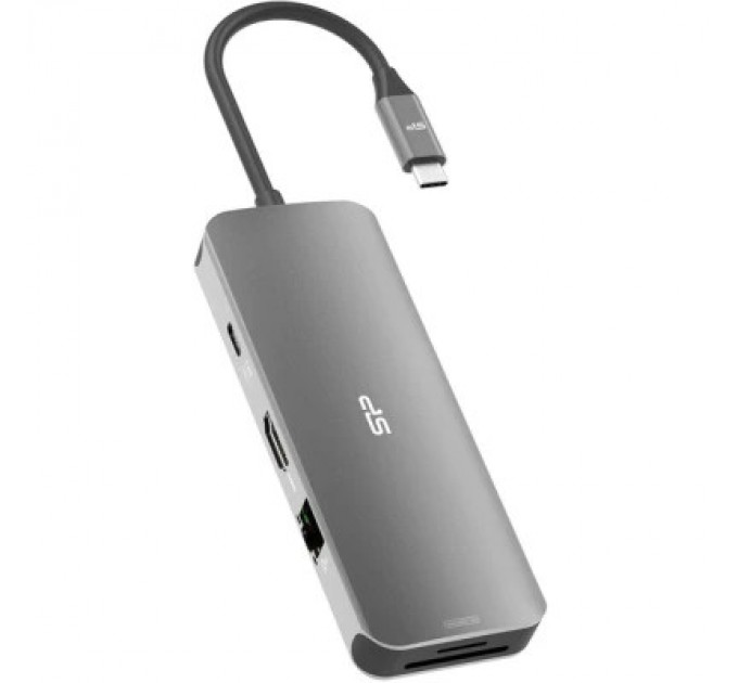 Silicon Power Концентратор Silicon Power USB-C 8-in-1 SR30 Silver Aluminum (SPU3C08DOCSR300G)