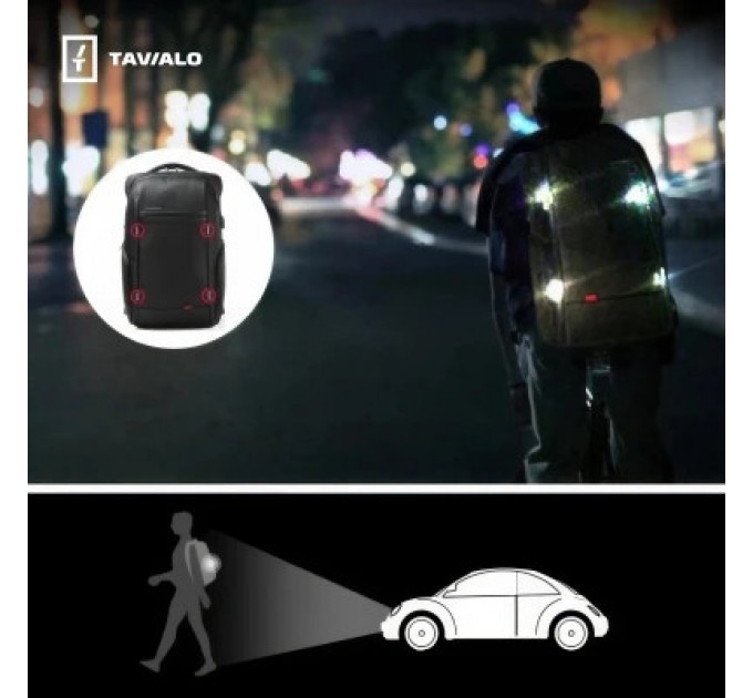 Tavialo Рюкзак для ноутбука Tavialo 15.6" Smart TB20-1 black, 20л, 46х31х19см (TB20-124BL)