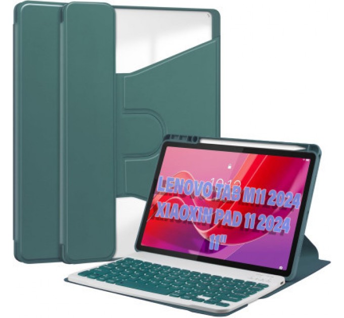 BeCover Чохол до планшета BeCover Keyboard 360° Rotatable Lenovo Tab M11 (2024) TB-TB330FU/Xiaoxin Pad 11 (2024) 11" Dark Green (711076)