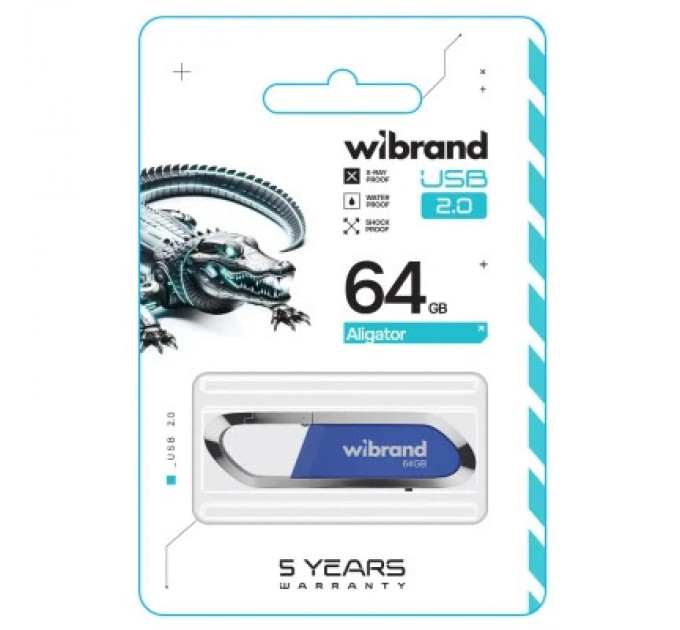 Wibrand USB флеш накопичувач Wibrand 64GB Aligator Blue USB 2.0 (WI2.0/AL64U7U)