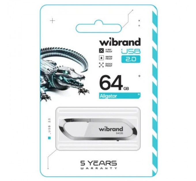 Wibrand USB флеш накопичувач Wibrand 64GB Aligator White USB 2.0 (WI2.0/AL64U7W)