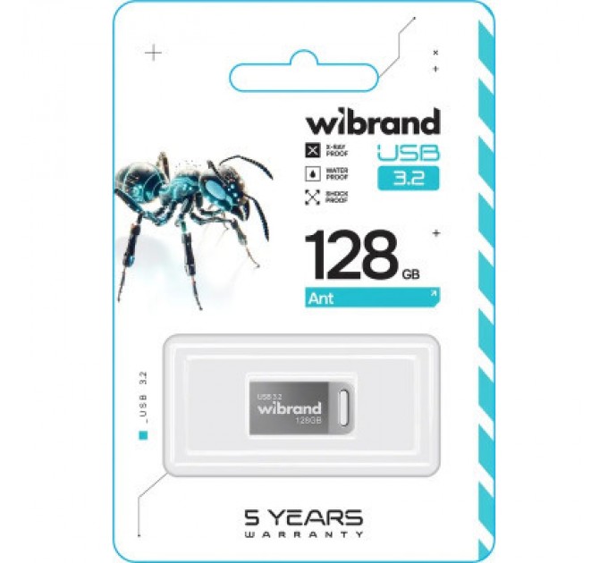Wibrand USB флеш накопичувач Wibrand 128GB Ant Silver USB 3.2 Gen 1 (USB 3.0) (WI3.2/AN128M4S)