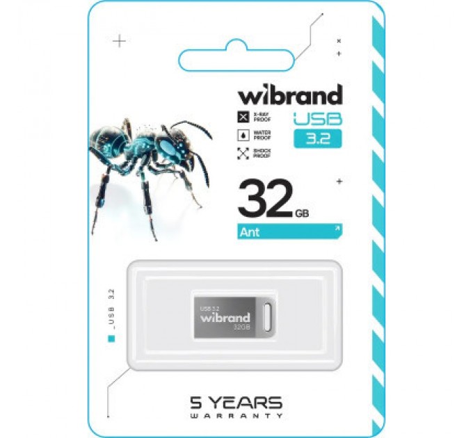 Wibrand USB флеш накопичувач Wibrand 32GB Ant Silver USB 3.2 Gen 1 (USB 3.0) (WI3.2/AN32M4S)