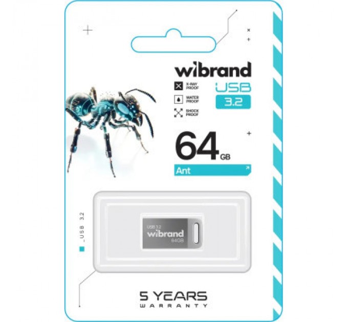 Wibrand USB флеш накопичувач Wibrand 64GB Ant Silver USB 3.2 Gen 1 (USB 3.0) (WI3.2/AN64M4S)